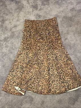 Leopard Print A-Line Maxi Skirt - Brown